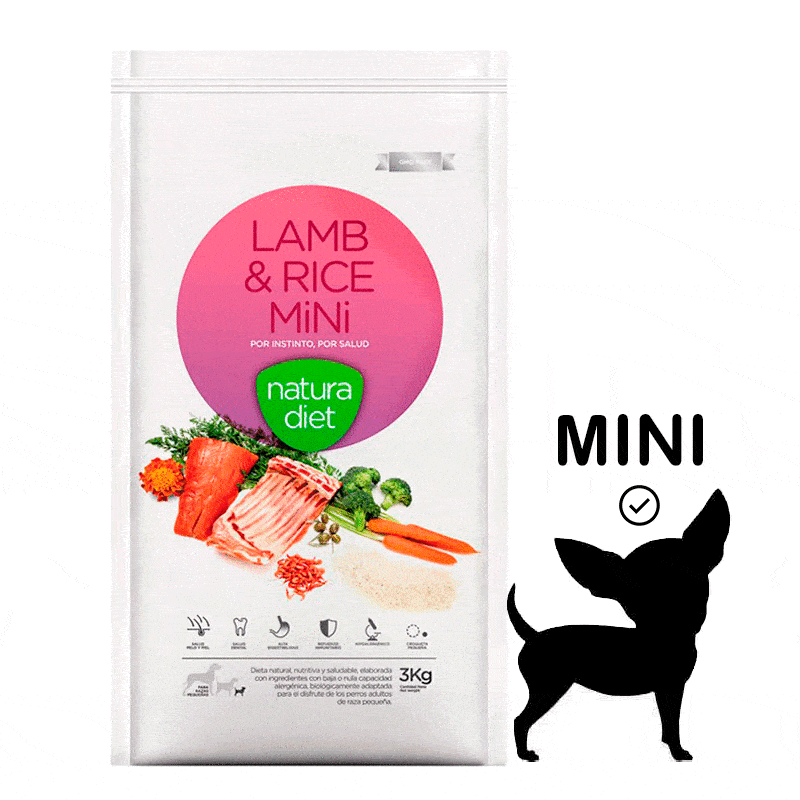 natura diet lamb mini pienso perro cordero
