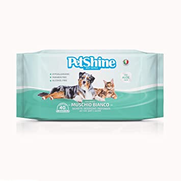 Petshine Toallitas Musgo Blanco para perro y gato